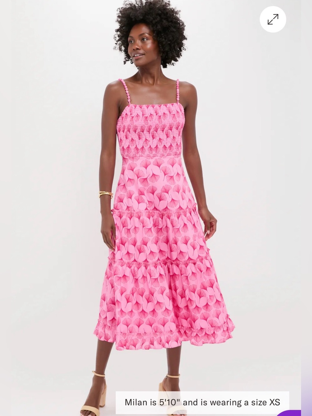 Tuckernuck Hyacinth House Pink Ginkgo Floral Augustine Midi Dress Small NWT